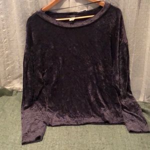 Free People grey velour long sleeve top